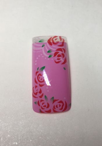 LIQUIDATION Boîte d'ongles rose avec fleurs rouge  