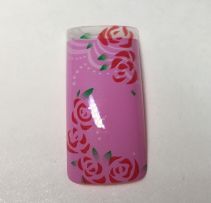 LIQUIDATION Boîte d'ongles rose avec fleurs rouge   - Produits de beauté Laurentides